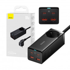 Baseus GaN3 Pro wall charger / powerstrip 2xUSB + 2xUSB-C + AC, 100W (black) | PSZM000401