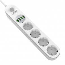 Power strip with 4 AC sockets, 4x USB, LDNIO SE4432, 2m (white) | SE4432