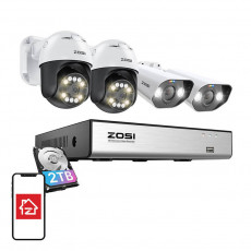 IP Camera ZOSI 2 pcs C296 WiFi 5MP & 2 pcs C182 WiFi 8MP + NVR 8ch + 2TB HDD | C296*2+C182*2+NVR+2T
