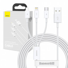 USB cable 3in1 Baseus Superior Series, USB to micro USB / USB-C / Lightning, 3.5A, 1.2m (white) | CAMLTYS-02