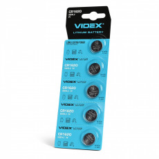 Lithium battery Videx CR1620 5pcs BLISTER CARD, 3V, 70mAh | CR1620/5TB/3V