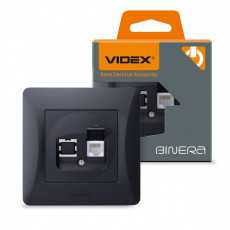 Kontaktligzda z/a 1xCat6 (RJ45 spraudnis), Videx Binera, melna grafīta, IP20 VF-BNSK1PC6-BG | VF-BNSK1PC6-BG