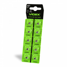 Baterija AG1 / LR621 VIDEX (10 gab.) 1.5V Alkaline 14mAh | AG1/LR621/10TB/1.5V