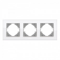 Frame white glass 3 gang horizontal VIDEX BINERA | VF-BNFRG3H-W