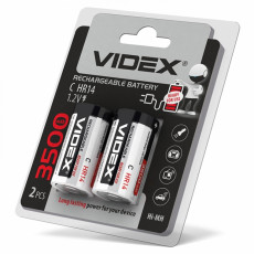 Baterija uzlādējama VIDEX Ni-MH C (HR14) 3500mAh, 1,2V (2 gab.) | HR14/3500/2DB/C/1.2V