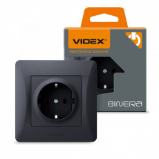 Kontaktligzda z/a 1V, Videx Binera, melna grafīta, IP20 VF-BNSK1G-BG | VF-BNSK1G-BG