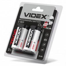 Baterija uzlādējama VIDEX Ni-MH D (HR20) 7500mAh, 1,2V (2 gab.) | HR20/7500/2DB/D/1.2V