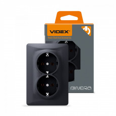 Kontaktligzda z/a 2V, Videx Binera, melna grafīta, IP20 VF-BNSK2G-BG | VF-BNSK2G-BG