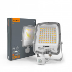 LED floodlight with sensor 50W 5000Lm CCT IP65 VIDEX VL-F5-050CW-S | black – three light tone modes and PIR detector for utility yard | VL-F5-050CW-S