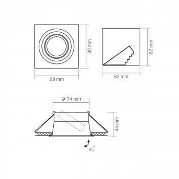 Gaismeklis iebūvējams GU10 stiprināms pie griestiem VIDEX VL-SPF09S-W, balts