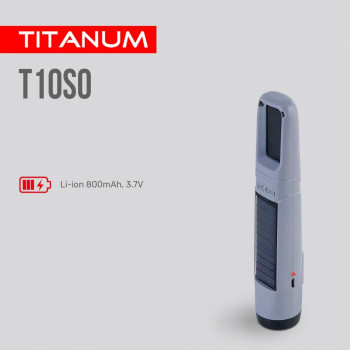 Lukturis LED uzlādējams ar saules bateriju un regulējamu gaismu 50+50Lm 5500K, Li-ion 18650 800mAh (iebūvēts), TITANUM TLF-T10SO