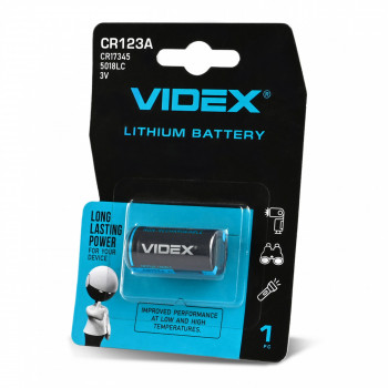 Baterija CR123A VIDEX (1 gab.) 3V Lithium 1500mAh