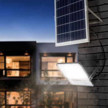 Solārais prožektors LED 100W, 2800Lm 5000K (baterija LiFePO4 30000 mAh 3.2V) (panelis 25W) VIDEX VL-FSO2-505