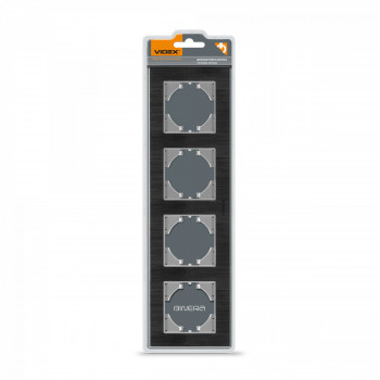 Frame black aluminum 4 gang horizontal VIDEX BINERA