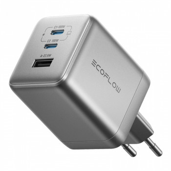 EcoFlow RAPID Pro 100W mains charger, 2xUSB-C, 1xUSB-A, GaN | EFA-100W-GAN-CHARGER