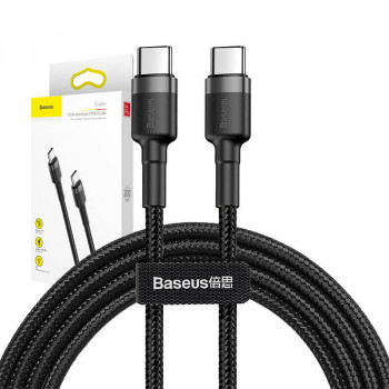 Baseus uzlādes un datu kabelis Type-C uz Type-C 60W, 2m, melns+pelēks