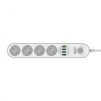 Power strip with 4 AC sockets, 4x USB, LDNIO SE4432, 2m (white)