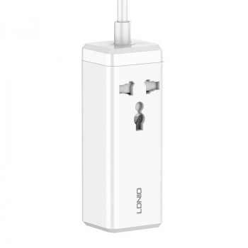 Power strip with 1 AC socket, 2x USB, 2x USB-C LDNIO SC1418, EU/US, 2500W (white)