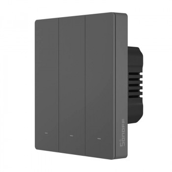 Smart WiFi wall switch SONOFF M5-3C-80 (3-channel, for frame, graphite)