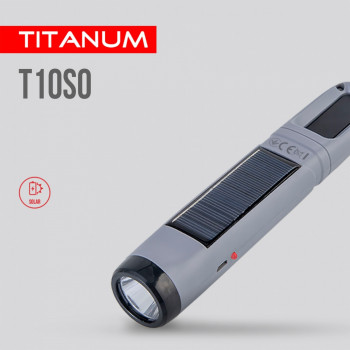 Lukturis LED uzlādējams ar saules bateriju un regulējamu gaismu 50+50Lm 5500K, Li-ion 18650 800mAh (iebūvēts), TITANUM TLF-T10SO