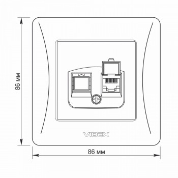Kontaktligzda z/a 1xCat6 (RJ45 spraudnis), Videx Binera, balta, IP20 VF-BNSK1PC6-W