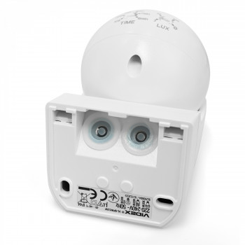 Motion and light sensor PIR 2-12m 10sec-15min 3-2000lx 160° IP44 VIDEX VL-SPW11W – Motion detection up to 12m and a wide 160° operating angle