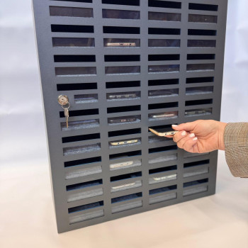 Mobile phone storage cabinet with 36 places, metal, without felt, gray