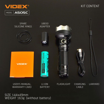Lukturis LED uzlādējams 4xLuminus SST40, 20W 5500Lm 5000K, Li-ion 21700 4000mAh - iekļauts! (maināms uz 18650), VIDEX VLF-A505C, profesionāls LED lukturis lietošanai ikdienā un ārkārtas situācijās! 