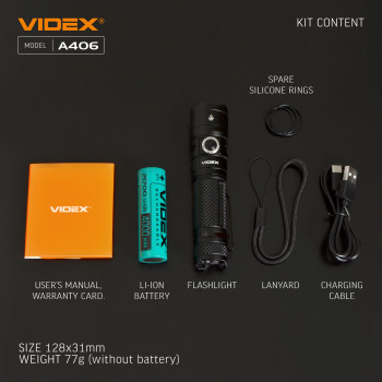Lukturis LED uzlādējams CREE XHP50.2 20W 4000Lm 6500K, Li-ion 21700 4000mAh - iekļauts! (maināms uz 18650), VIDEX VLF-A406, profesionāls LED lukturis kabatas izmērā! 