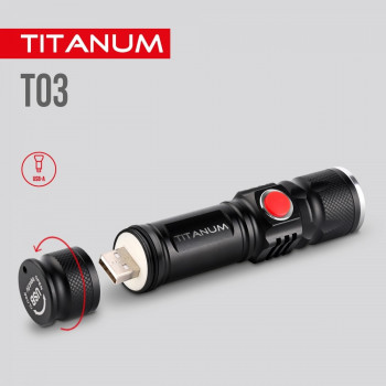 Lukturis LED uzlādējams 230Lm 6500K, Li-ion 18650 1200mAh (iebūvēts), TITANUM TLF-T03