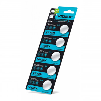 Lithium battery Videx CR2016 5pcs BLISTER CARD, 3V, 80mAh