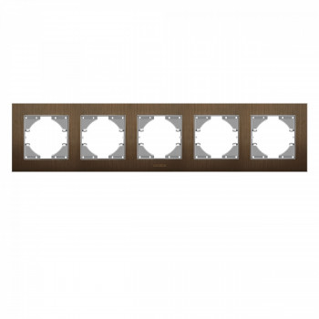 Frame chocolate aluminum 5 gang horizontal VIDEX BINERA