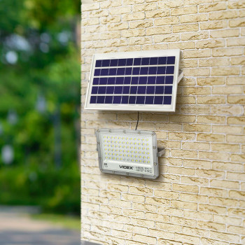 Solārais prožektors LED 50W, 1000Lm 5000K (baterija LiFePO4 10000 mAh 3.2V) (panelis 10W) VIDEX VL-FSO2-505