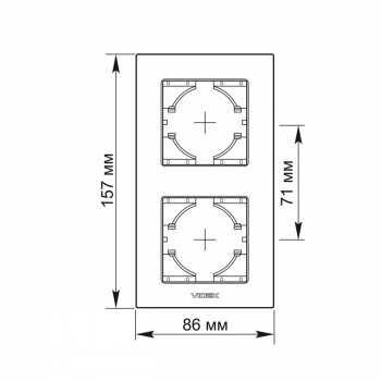 Frame black Aluminum 2 gang vertical VIDEX BINERA