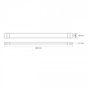 Linijinis LED šviestuvas 10-14-18W 580mm 2160Lm 4000/5000/6500K IP20 VIDEX VL-BN02-1806CW | baltas – keičiama galia ir reguliuojamas CCT atspalvis