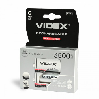 Baterija uzlādējama VIDEX Ni-MH C (HR14) 3500mAh, 1,2V (2 gab.)
