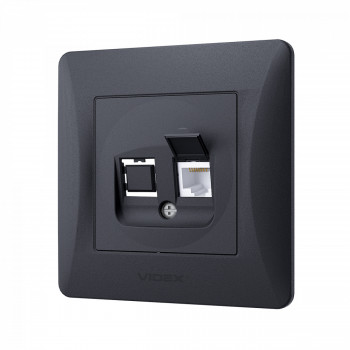 Kontaktligzda z/a 1xCat6 (RJ45 spraudnis), Videx Binera, melna grafīta, IP20 VF-BNSK1PC6-BG