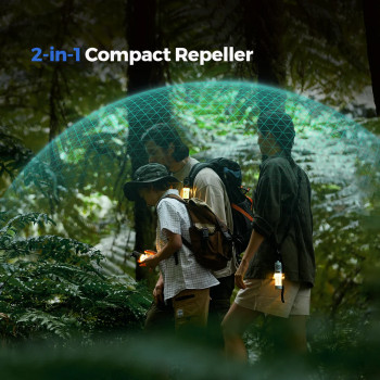Portable rechargeable mosquito - insect repellent Flextail Tiny Repeller S (2-in-1) features: 1-Mosquito repellent, 2-LED light, blue, FLEXTAIL TINY-REPEL-SBLU – safe protection against mosquitoes on hikes