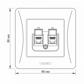 Kontaktligzda z/a Cat6+Cat6 (RJ45 spraudnis), Videx Binera, balta, IP20 VF-BNSK2PC6-W