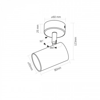 Wall and ceiling spot luminaire GU10 VIDEX VL-SPF05B-BFB – Firm and secure angle fixation for precise light direction