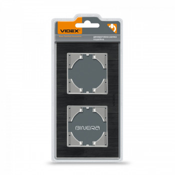 Frame black aluminum 2 gang horizontal VIDEX BINERA