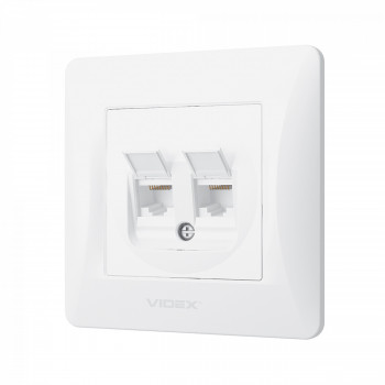 Kontaktligzda z/a Cat6+Cat6 (RJ45 spraudnis), Videx Binera, balta, IP20 VF-BNSK2PC6-W