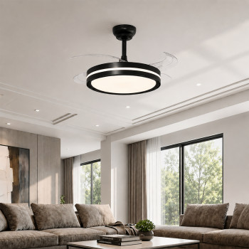 LED Ceiling Light with fan VIDEX CLF06 60W 3000K-4200K-6000K 230V Black