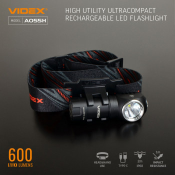 Lukturis LED uzlādējams Luminus SST20 10W, 600Lm 5700K, Li-ion 16340 800mAh - iekļauts! (maināms uz CR123A), VIDEX VLF-A055H, ar magnētu + komplektā stiprinājums lietošanai kā galvas lukturim!