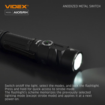 Lukturis LED uzlādējams Luminus SST40, 10W 1200Lm 5000K, Li-ion 18650 2200mAh - iekļauts! VIDEX VLF-A105RH, ar magnētu un regulējamu luktura galvu (SWIVEL HEAD) + komplektā stiprinājums lietošanai kā galvas lukturim!