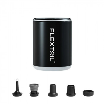 Pārnēsājams, uzlādējams mini pumpis Flextail Tiny Pump 2X-B (3-in-1) funkcijas: 1-Gaisa pumpis, 2-Vakuma sūknis, 3-LED lukturis, melns