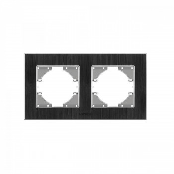 Frame black aluminum 2 gang horizontal VIDEX BINERA