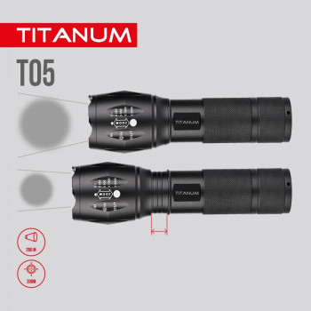 Lukturis LED uzlādējams 300Lm 6500K, Li-ion 18650 1200mAh vai 3xAAA, TITANUM TLF-T05