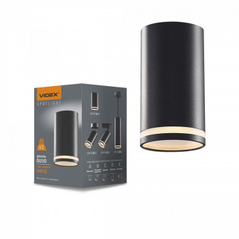 Gaismeklis Spot GU10 stiprināms pie griestiem VIDEX VL-SPF05A-B CARMELO-BLACK, melns