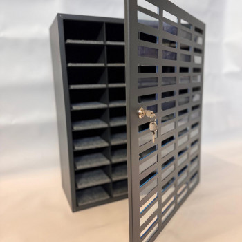 Mobile phone storage cabinet with 36 places, metal, without felt, gray